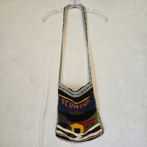 Ecuador Woven Tapestry Shoulder Bag Handbag Native Art Scene Zipper Top